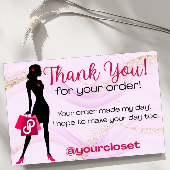 60 Poshmark Shopping Thank You Cards 4 x 2.8 - Picture 1 of 7